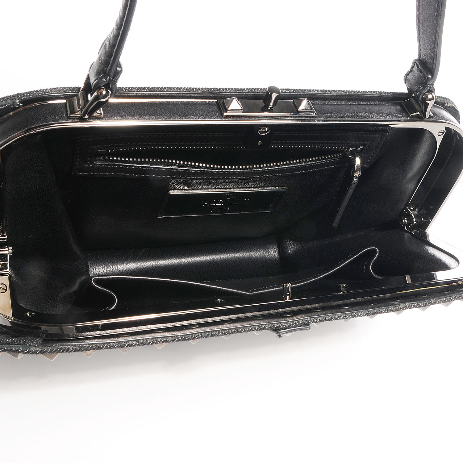 Valentino Garavani Denim Rockstud Mini Frame Bag Black 6 of 17