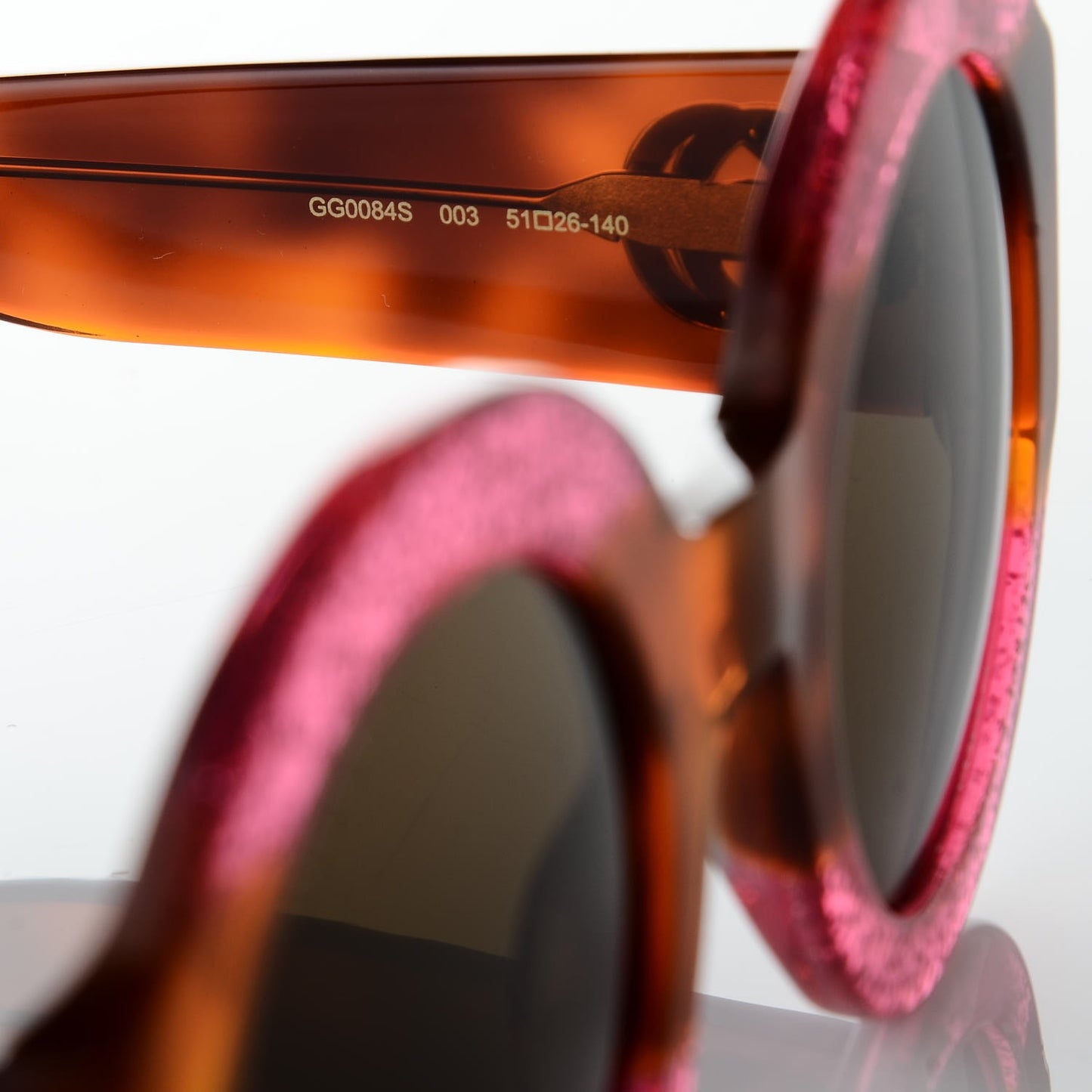 Acetate Round GG0084S Sunglasses Glitter Fuchsia