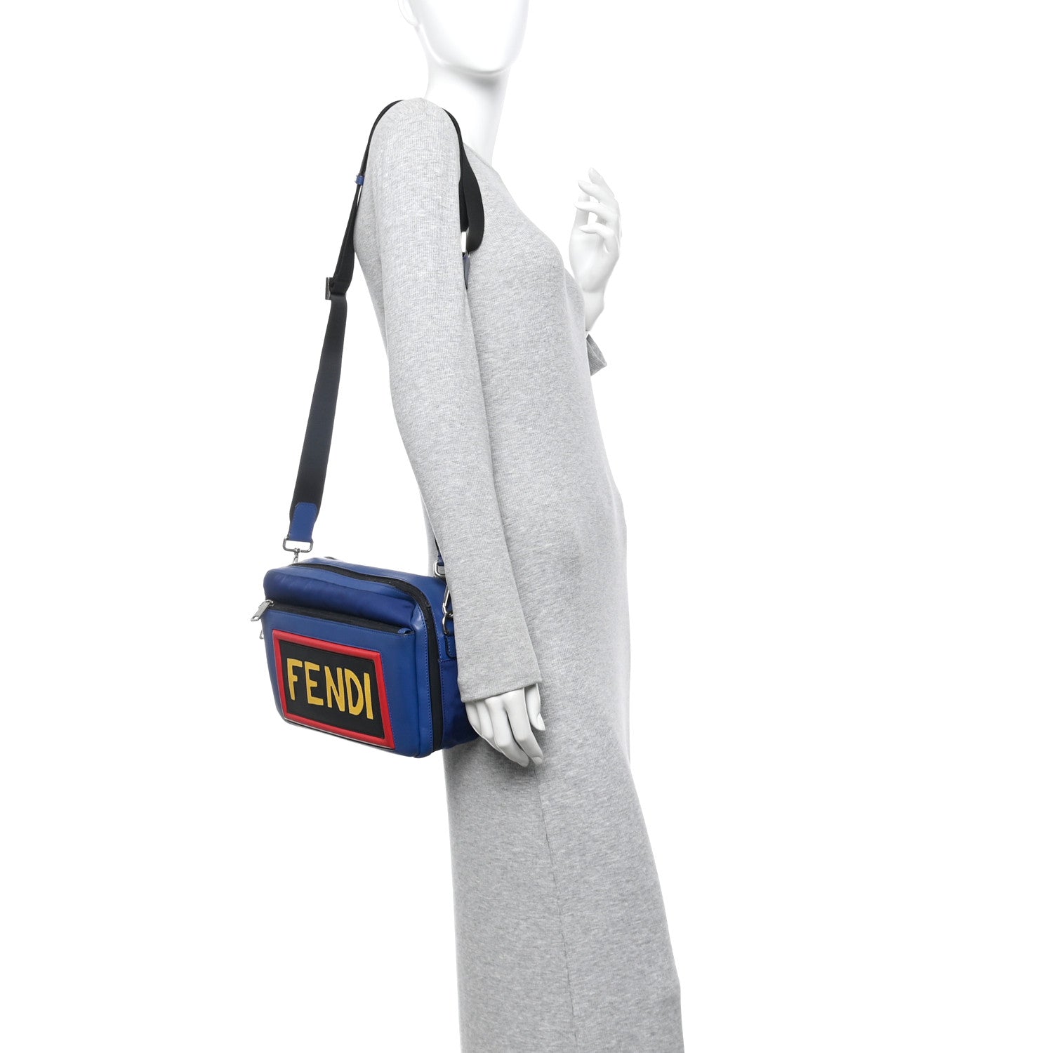 Fendi Nylon Vitello Century Vocabulary Camera Bag Blue Cobalto