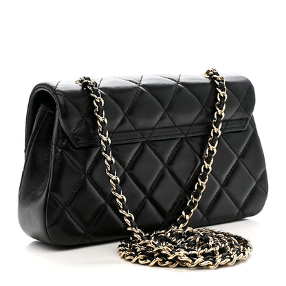 Chanel Lambskin Quilted Rectangular Phone Holder Clutch With Chain Black 3 of 11