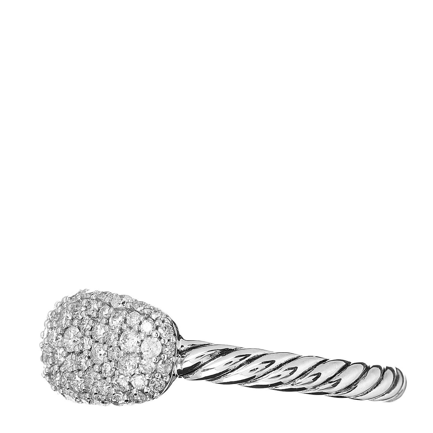 Sterling Silver Pave Diamond 7mm Petite Cable Ring 53 6.5