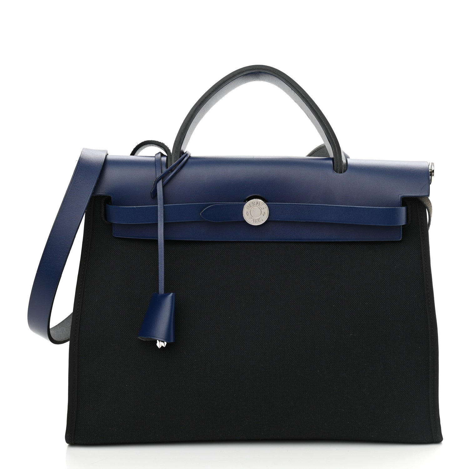 Hermes Vache Hunter Toile Herbag Zip 31 PM Bleu Saphir Black 3 of 17