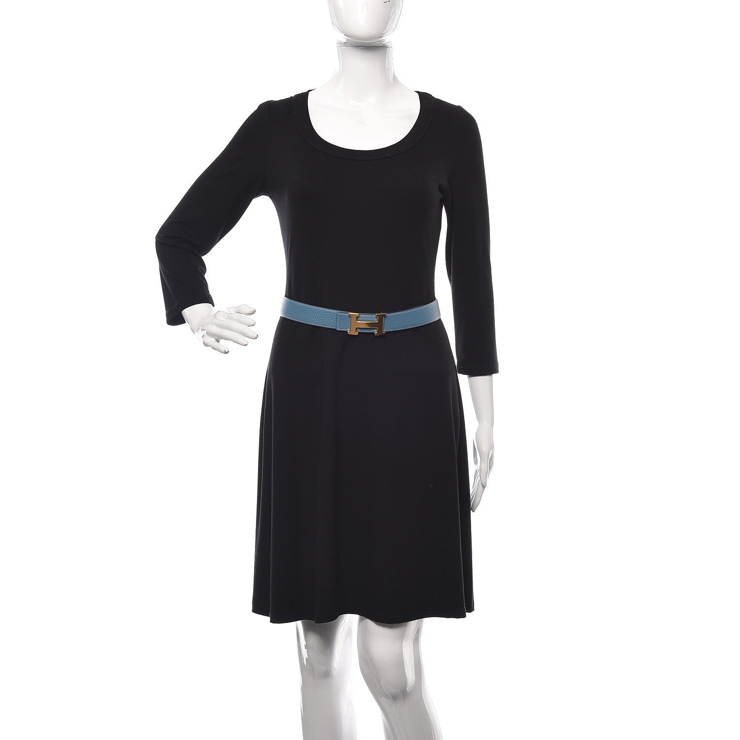 Hermes Box Togo 32mm H Belt 75 Black Blue Jean 2 of 7