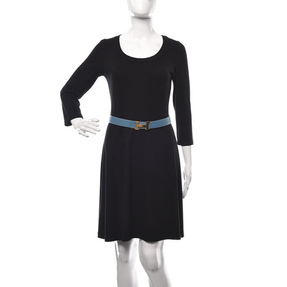 Hermes Box Togo 32mm H Belt 75 Black Blue Jean 2 of 7