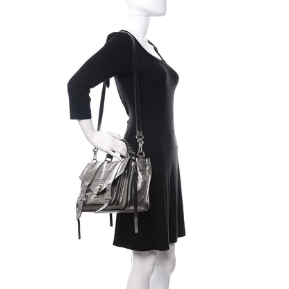Proenza Schouler Metallic Paper Lambskin Medium PS1 Plus Zip Satchel Dark Silver 2 of 11