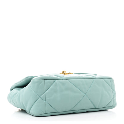 Chanel Shiny Lambskin Quilted Medium Chanel 19 Flap Neon Blue 4 of 10