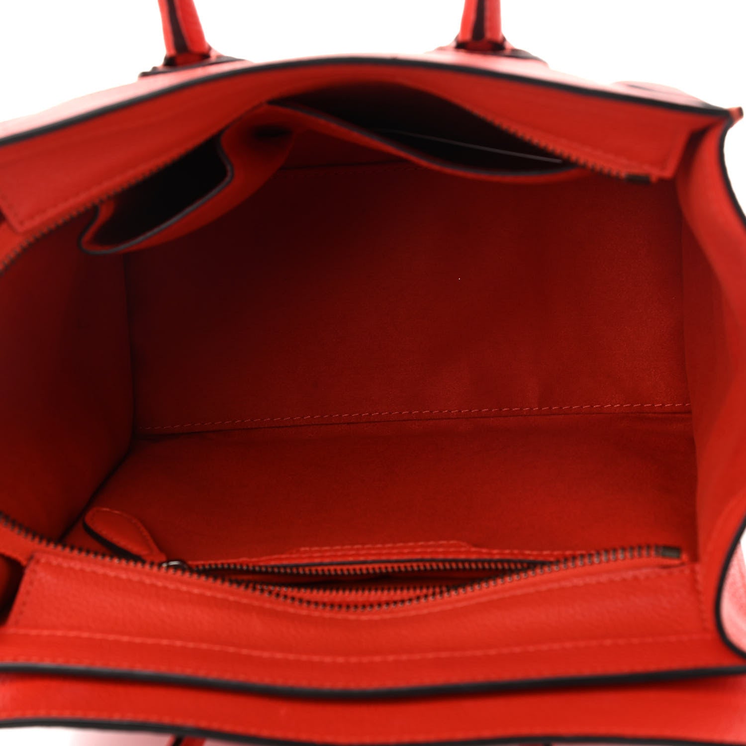Celine Drummed Calfskin Micro Luggage Coquelicot 5 of 11