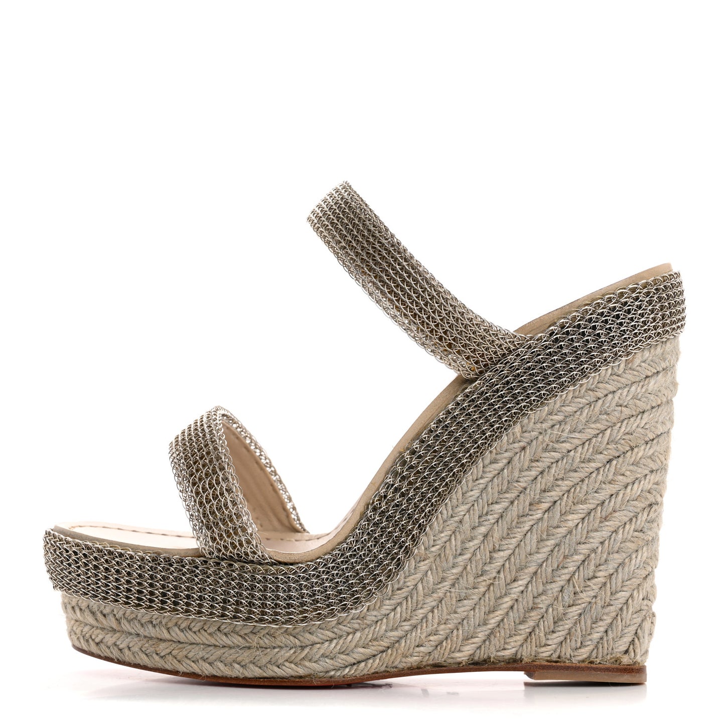 Rope Chain Cadena 140 Platform Wedge Sandals 38 Silver Grezzo