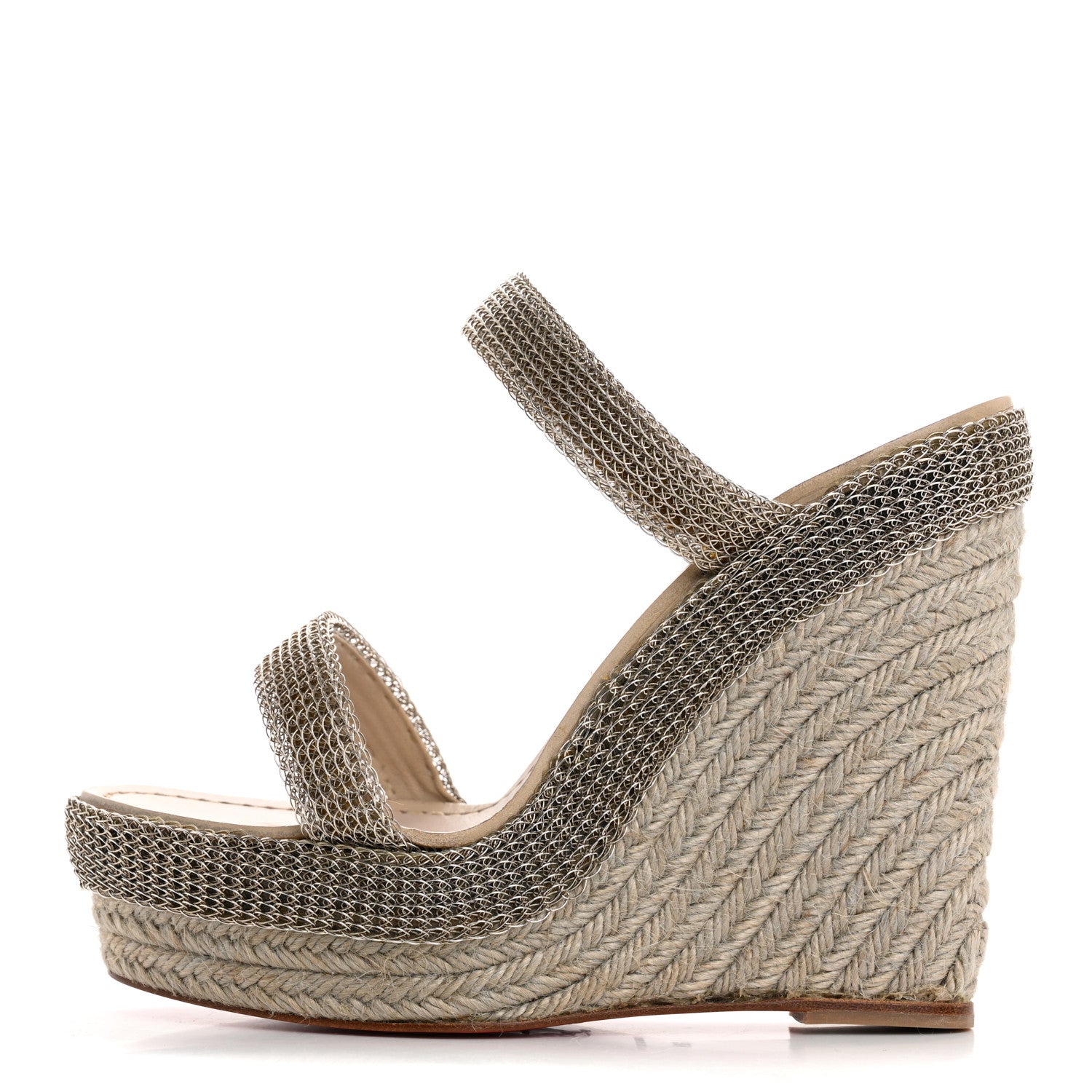 Christian Louboutin Rope Chain Cadena 140 Platform Wedge Sandals 38 Silver Grezzo 1 of 13