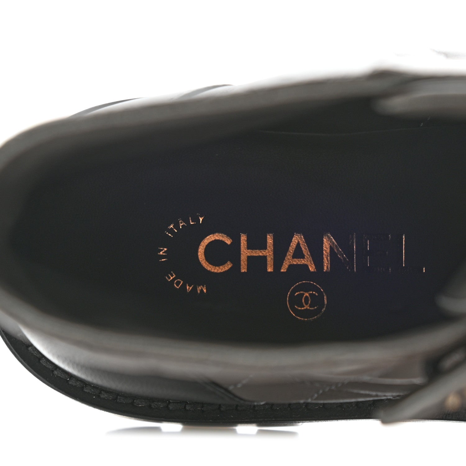 Chanel Shiny Lambskin Quilted Lace Up Combat Boots 38.5 Grey Black 6 of 13