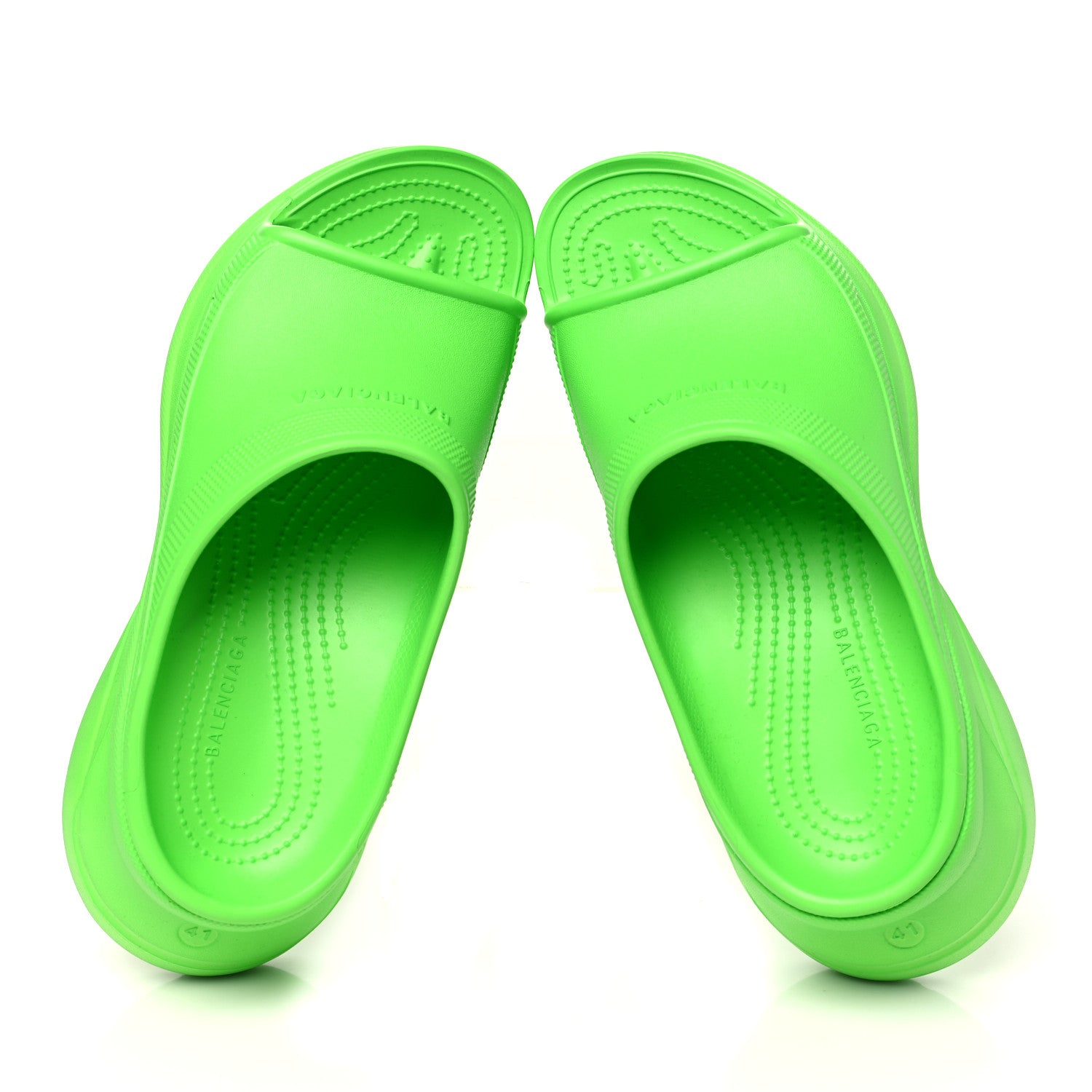 Balenciaga X CROCS Rubber Womens Pool Slides 41 Neon Green 2 of 11