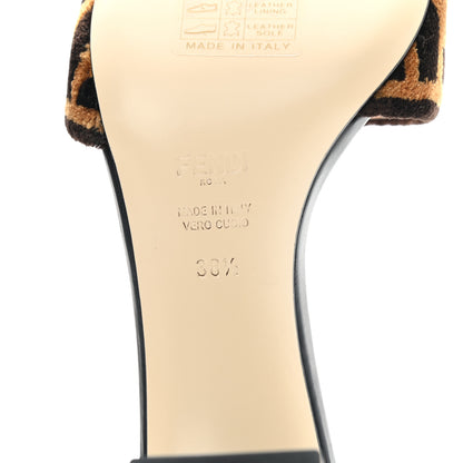 Fendi Velvet FF Slide Sandals 38.5 Tobacco 6 of 7