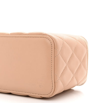 Chanel Lambskin Quilted Small Top Handle Vanity Case With Chain Beige 10 of 10