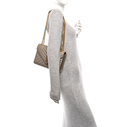 Saint Laurent Grain De Poudre Textured Mixed Matelasse Medium Triquilt Monogram Satchel Dusty Grey 2 of 10