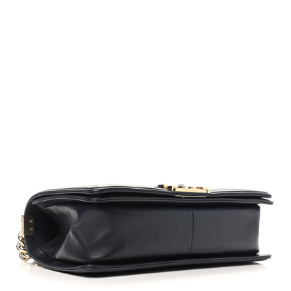 Chanel Lambskin Braided Woven Medium Boy Flap Navy Black 4 of 9