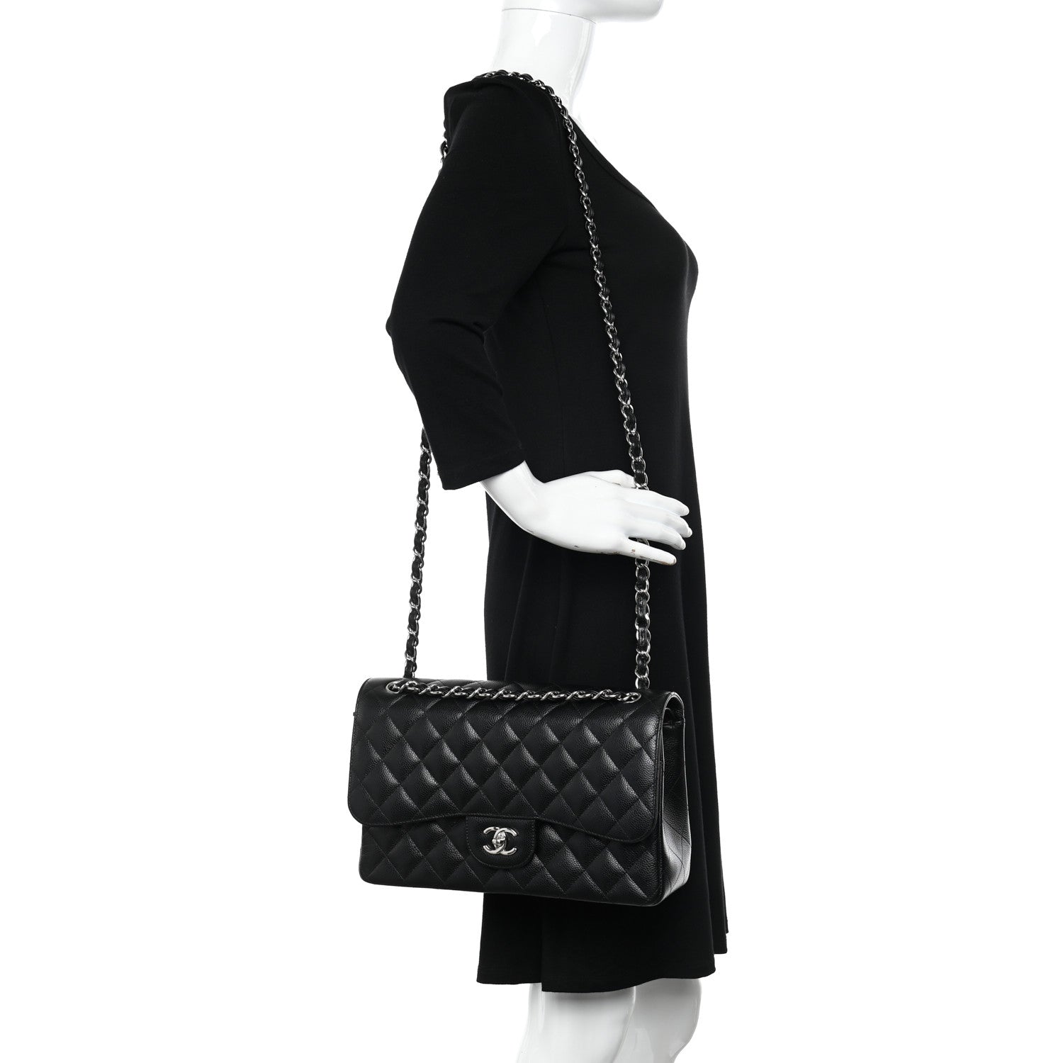 Chanel Caviar Quilted Jumbo Double Flap Black 2 of 16