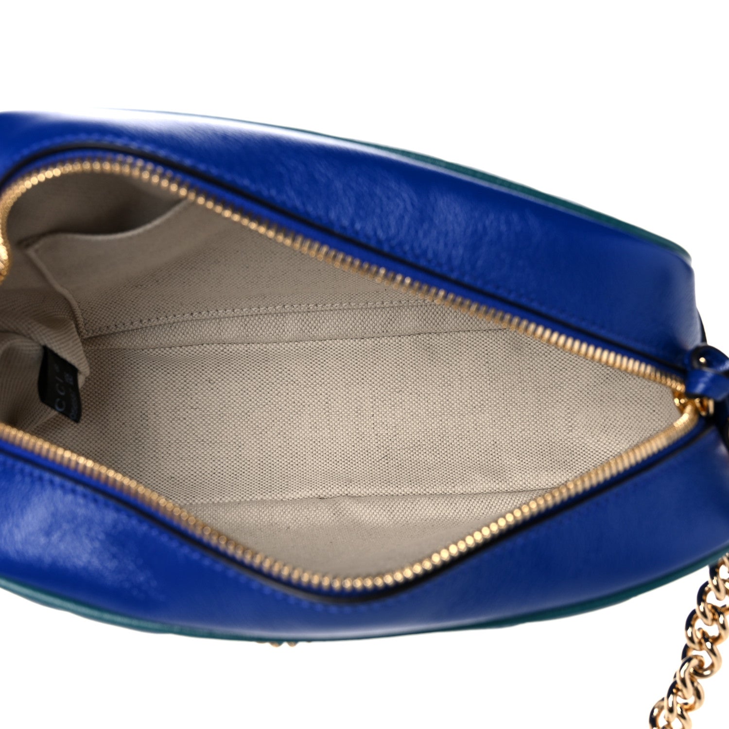 Gucci Azalea Calfskin Enamel Matelasse Diagonal Small Torchon GG Marmont Chain Shoulder Bag Imperial Blue Pavone 5 of 10