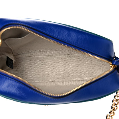 Gucci Azalea Calfskin Enamel Matelasse Diagonal Small Torchon GG Marmont Chain Shoulder Bag Imperial Blue Pavone 5 of 10