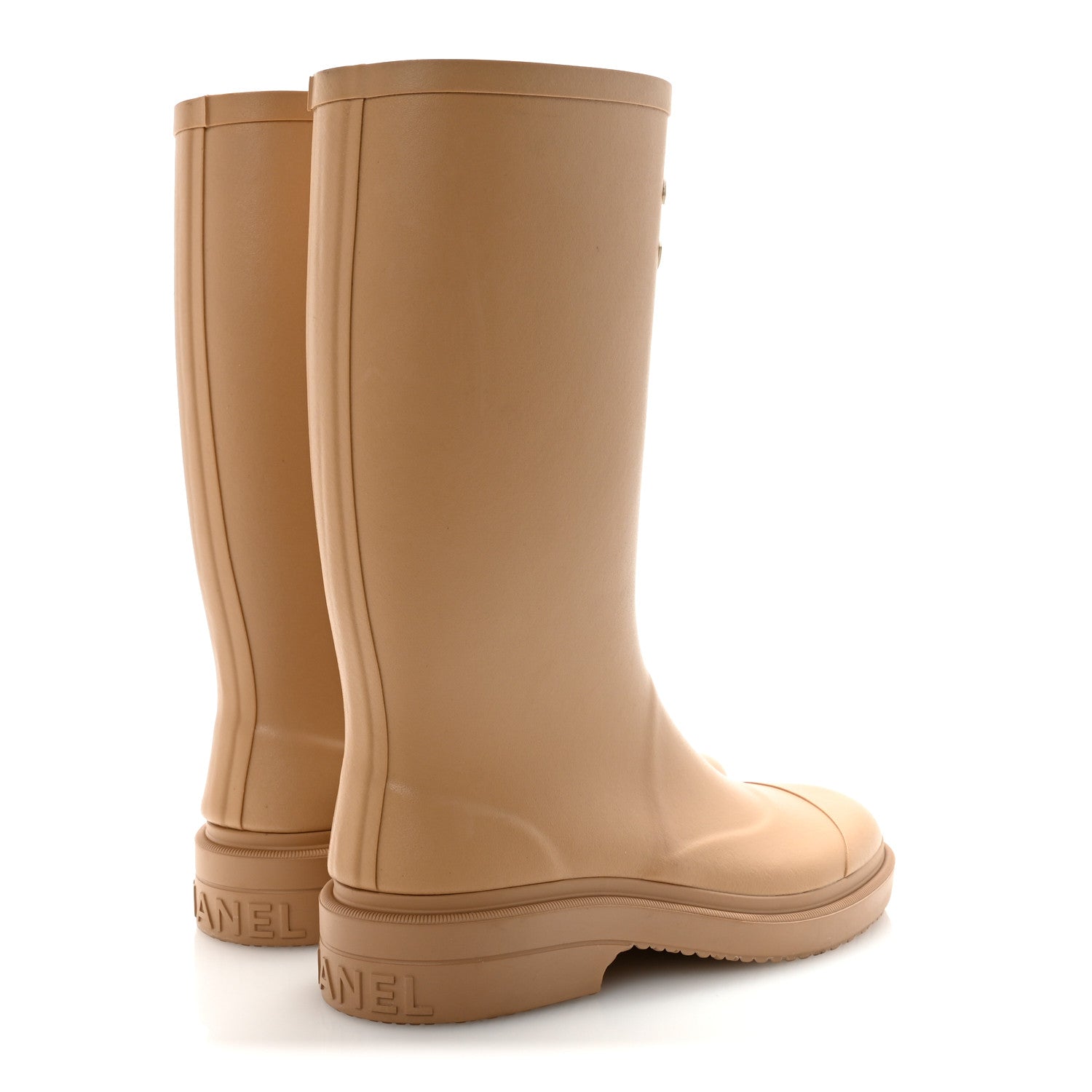 Chanel Caoutchouk CC High Boots 37 Beige 5 of 9