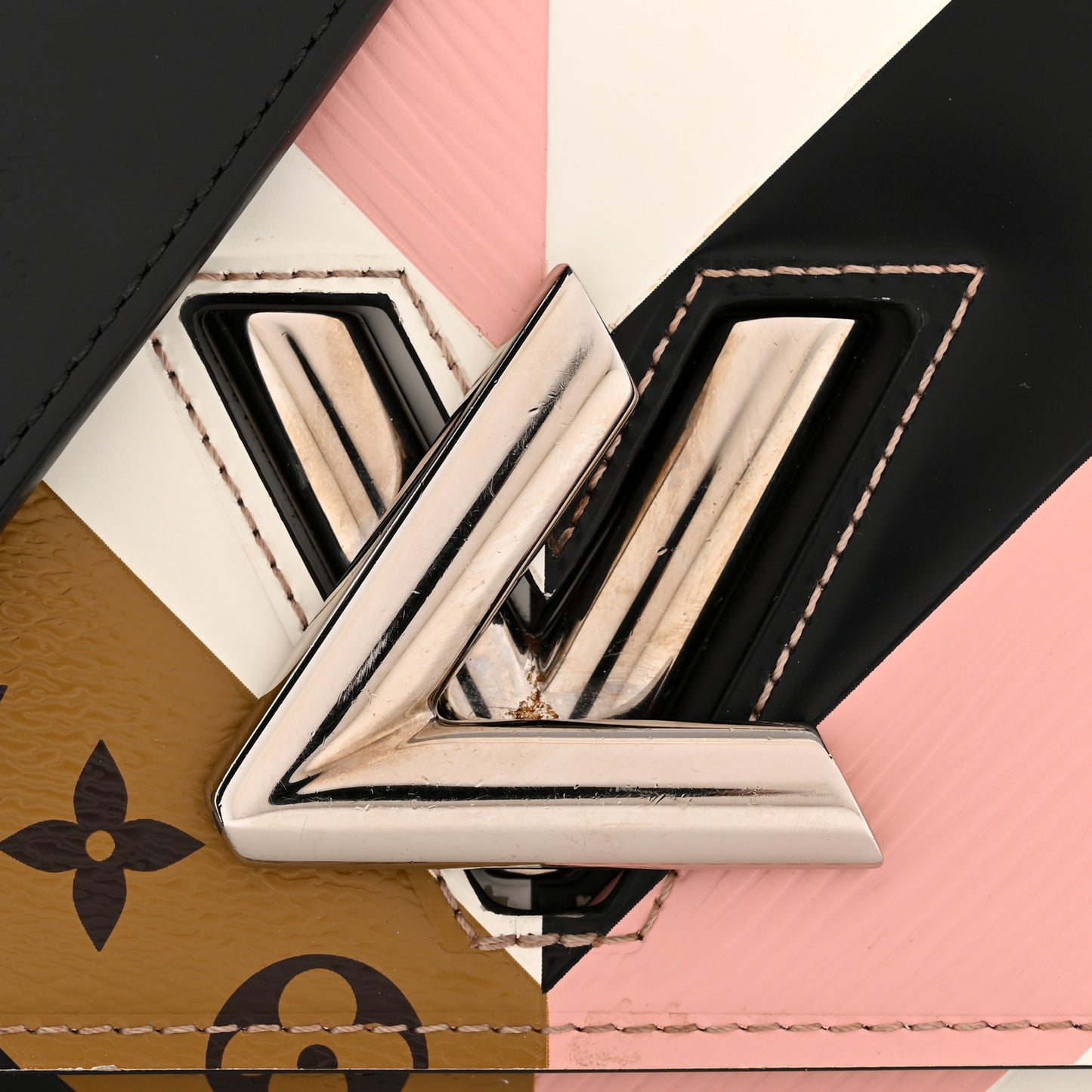 Epi Reverse Monogram Twist Chain Wallet Rose Ballerine