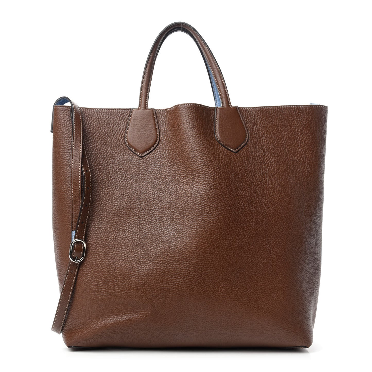Cellarius Calfskin Bi-Color Medium Ramble Reversible Tote Nut Brown Mineral Blue