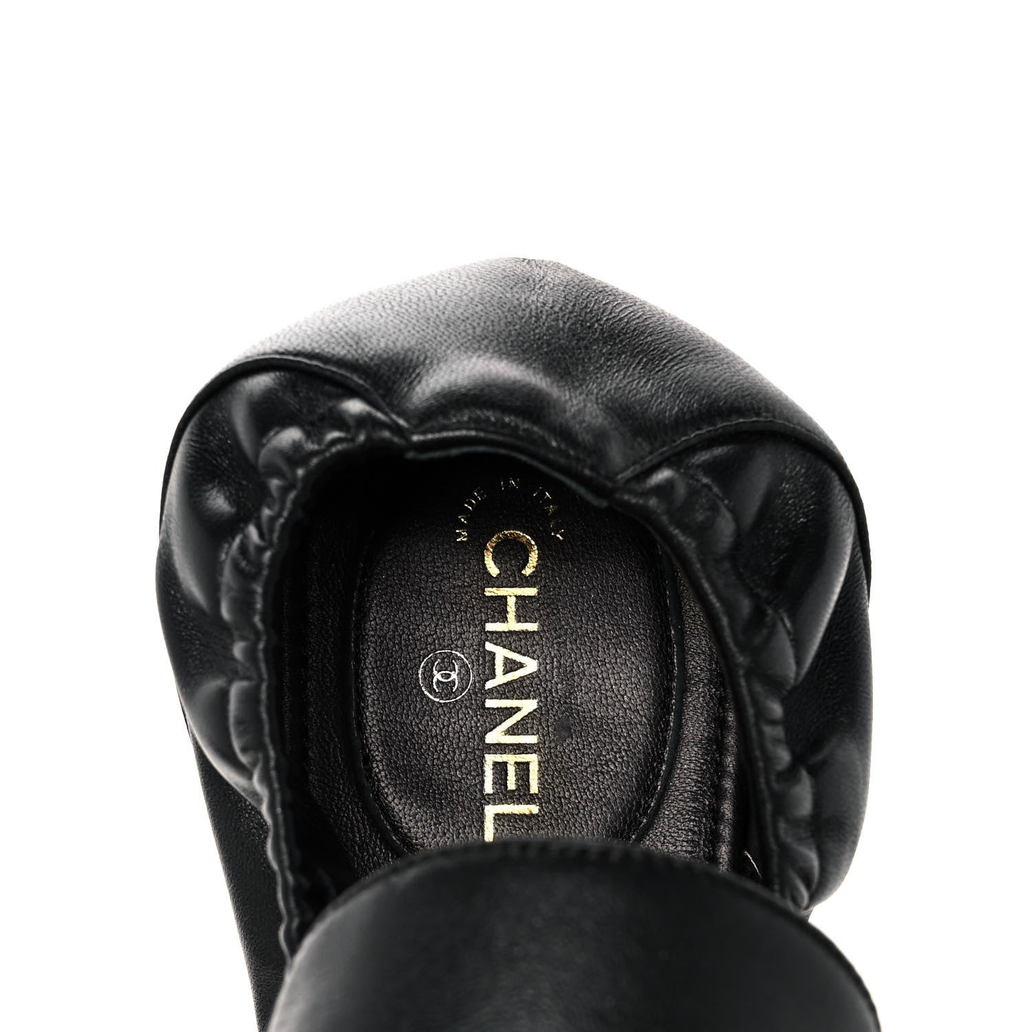 Chanel Laminated Lambskin Womens Quilted Elastic CC Moccasin Loafers 36 Black 7 of 9