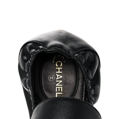Chanel Laminated Lambskin Womens Quilted Elastic CC Moccasin Loafers 36 Black 7 of 9