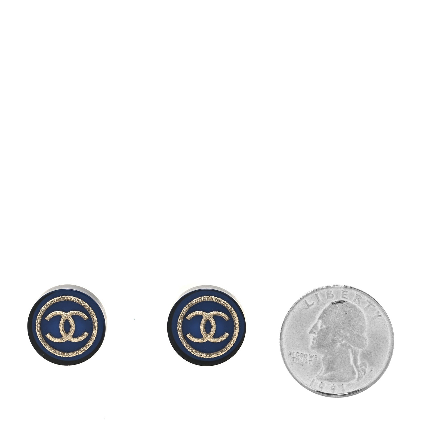 Resin CC Round Earrings Blue