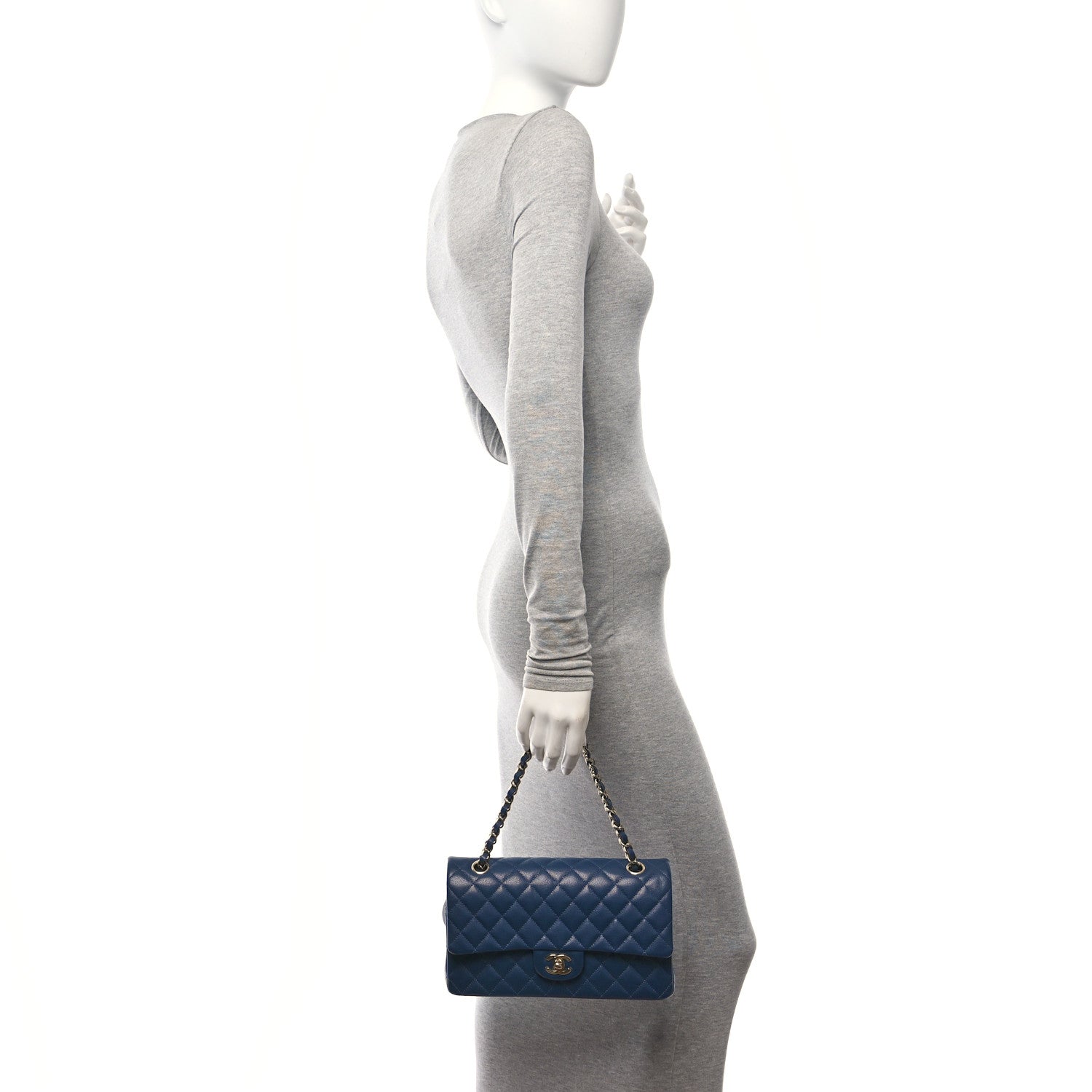 Chanel Caviar Quilted Medium Double Flap Navy 2 of 10