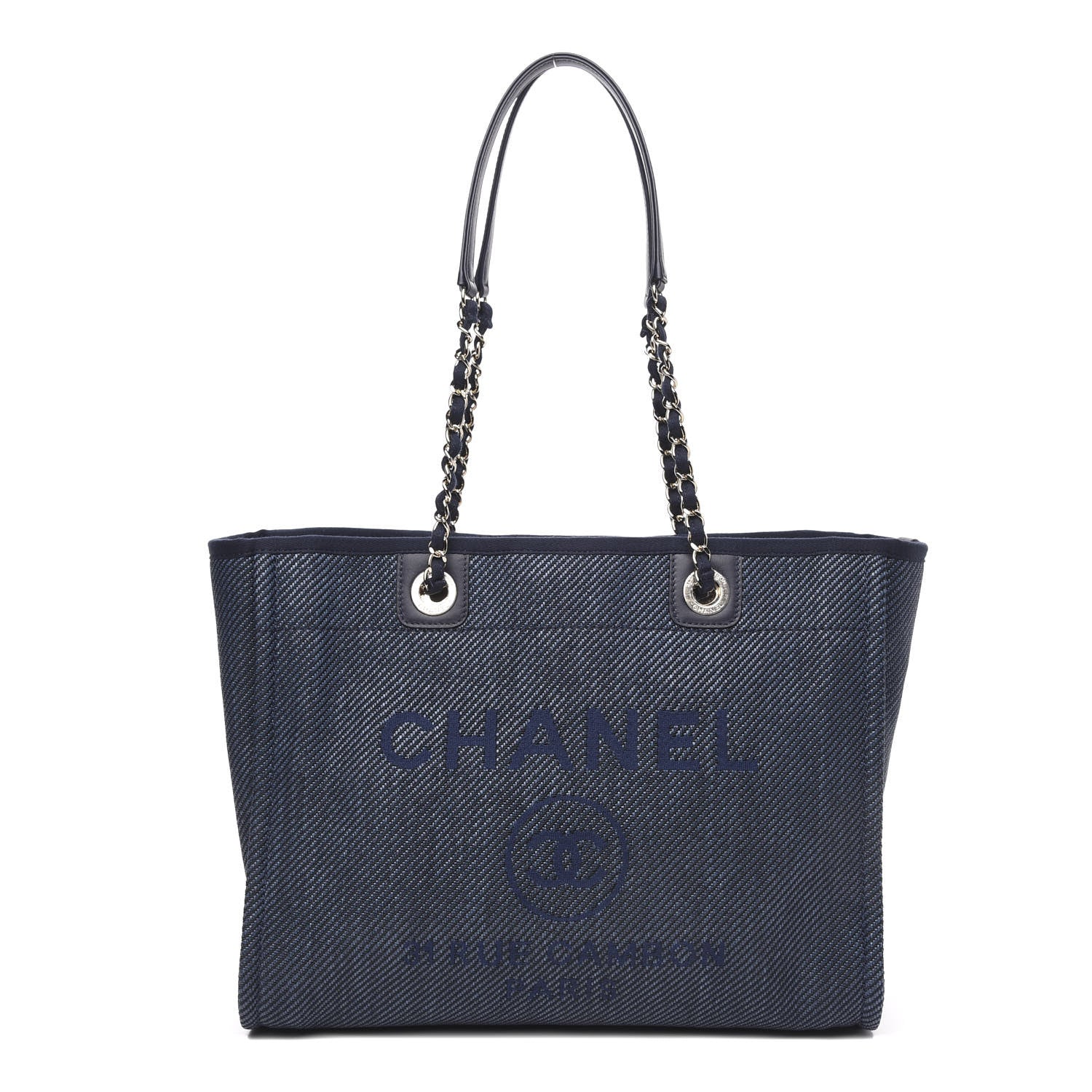 Chanel Denim Small Deauville Tote Dark Blue 1 of 11