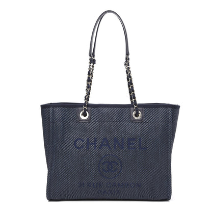 Chanel Denim Small Deauville Tote Dark Blue 1 of 11