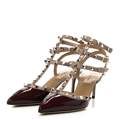 Valentino Garavani Patent Nappa Rockstud Ankle Strap 65mm Pumps 37 Rubin Poudre 3 of 8