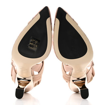 Fendi Technical Mesh FF Colibri 85mm Slingback Pumps 37 Rose Nudo 5 of 7