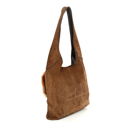 Fendi Suede Zucchino Fur Squirrel Hobo Brown 4 of 17