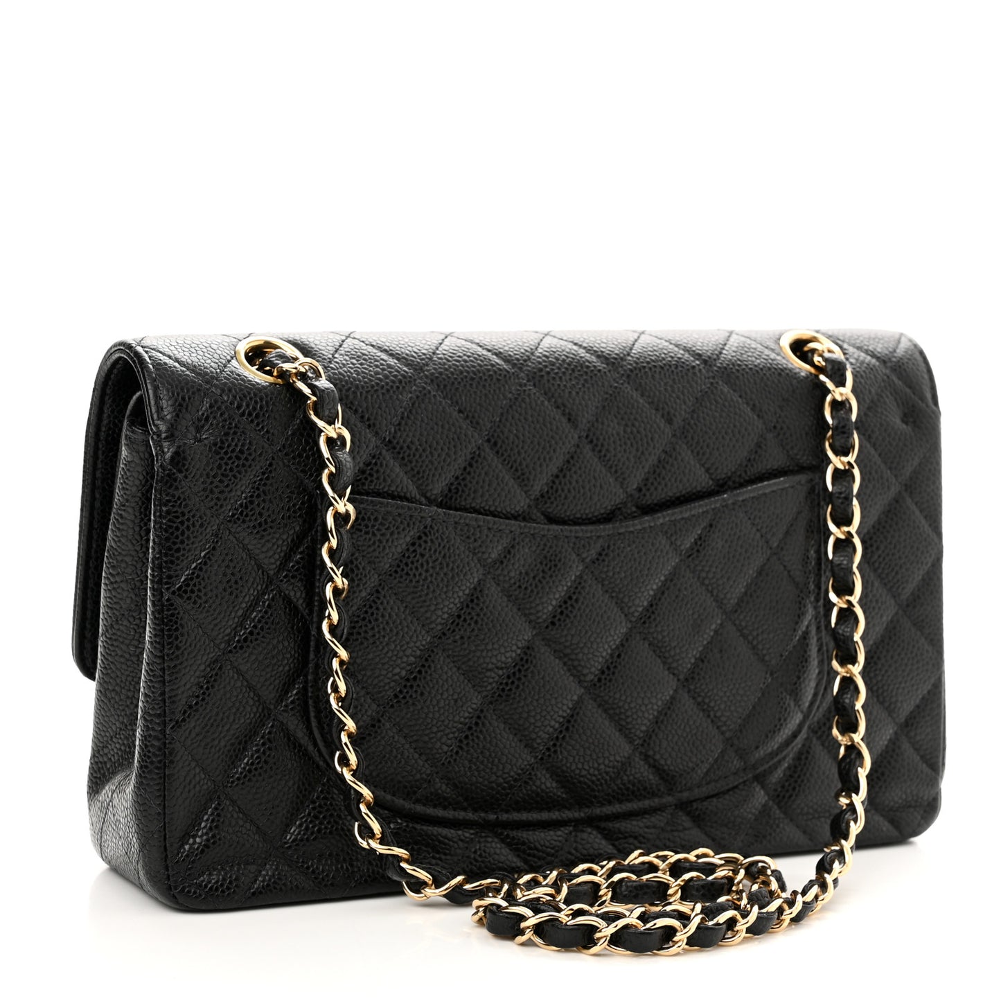 Caviar Quilted Medium Double Flap Black