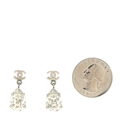 Chanel Crystal CC Drop Earrings Silver 2 of 4