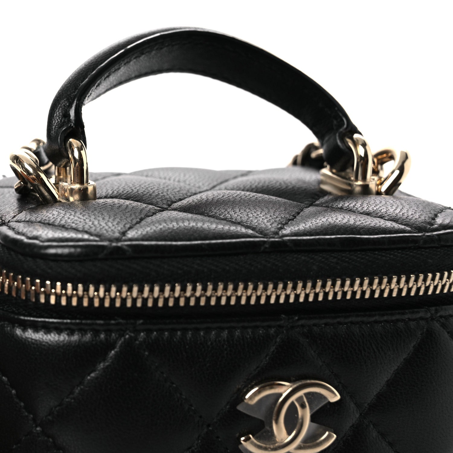Chanel Lambskin Quilted Top Handle Mini Vanity Case With Chain Black 13 of 13