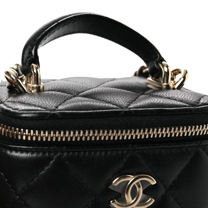 Chanel Lambskin Quilted Top Handle Mini Vanity Case With Chain Black 13 of 13