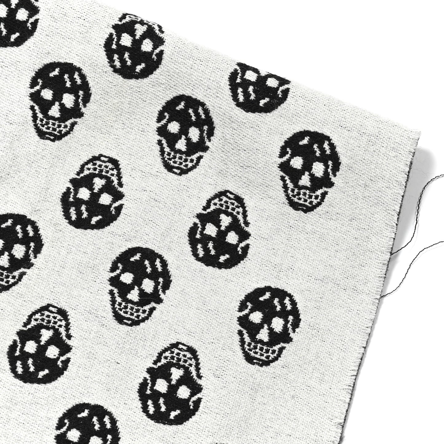 Wool Reversible Upside Down Skull Orchid Scarf Black Ivory