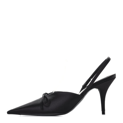 Balenciaga Satin Pointed Toe Knife Slingback Mules 35 Black 1 of 7