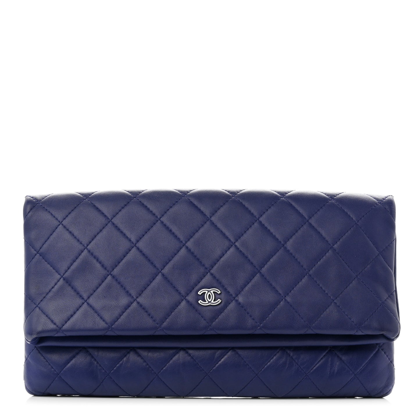 Lambskin Quilted CC Beauty Clutch Blue