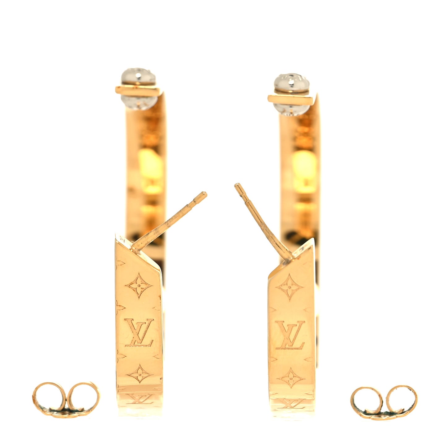 Metal Nanogram Hoop Earrings Gold