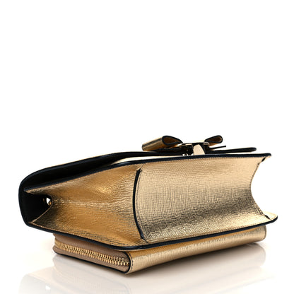 Salvatore Ferragamo Metallic Hammered Calfskin Small Vara Chain Crossbody Gold 4 of 9
