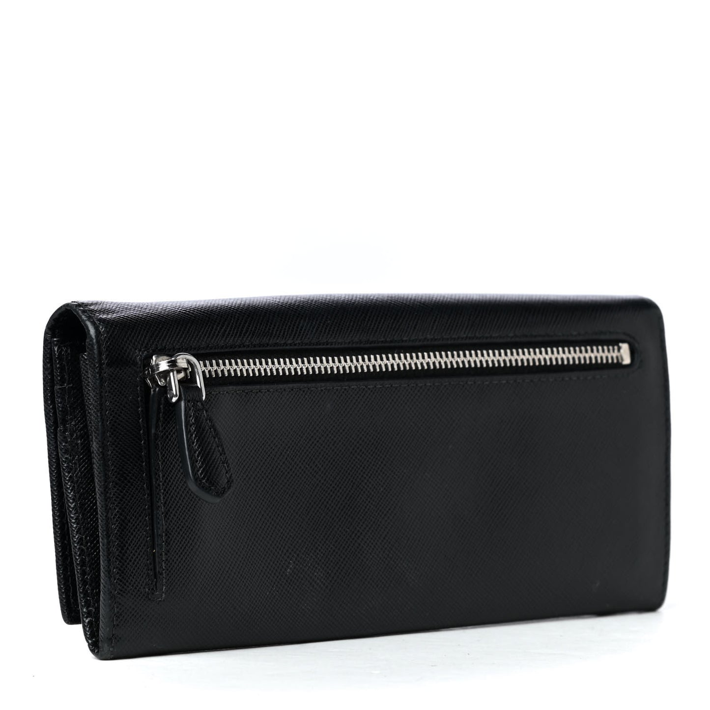 Saffiano Triangle Continental Flap Wallet Black