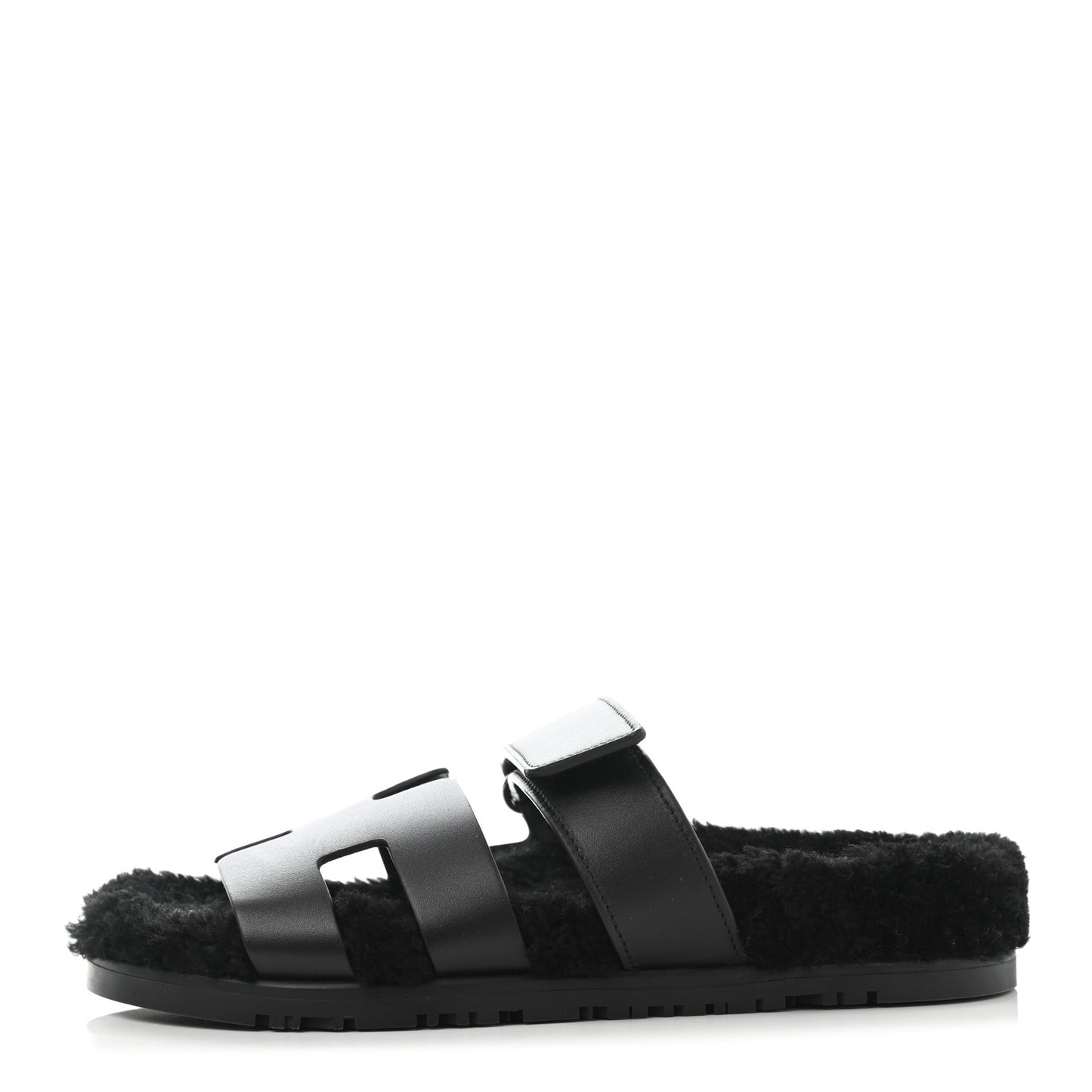 Calfskin Woolskin Womens Chypre Sandals 36 Black