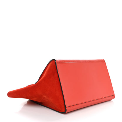 Celine Drummed Calfskin Suede Medium Trapeze Vermillion 4 of 9