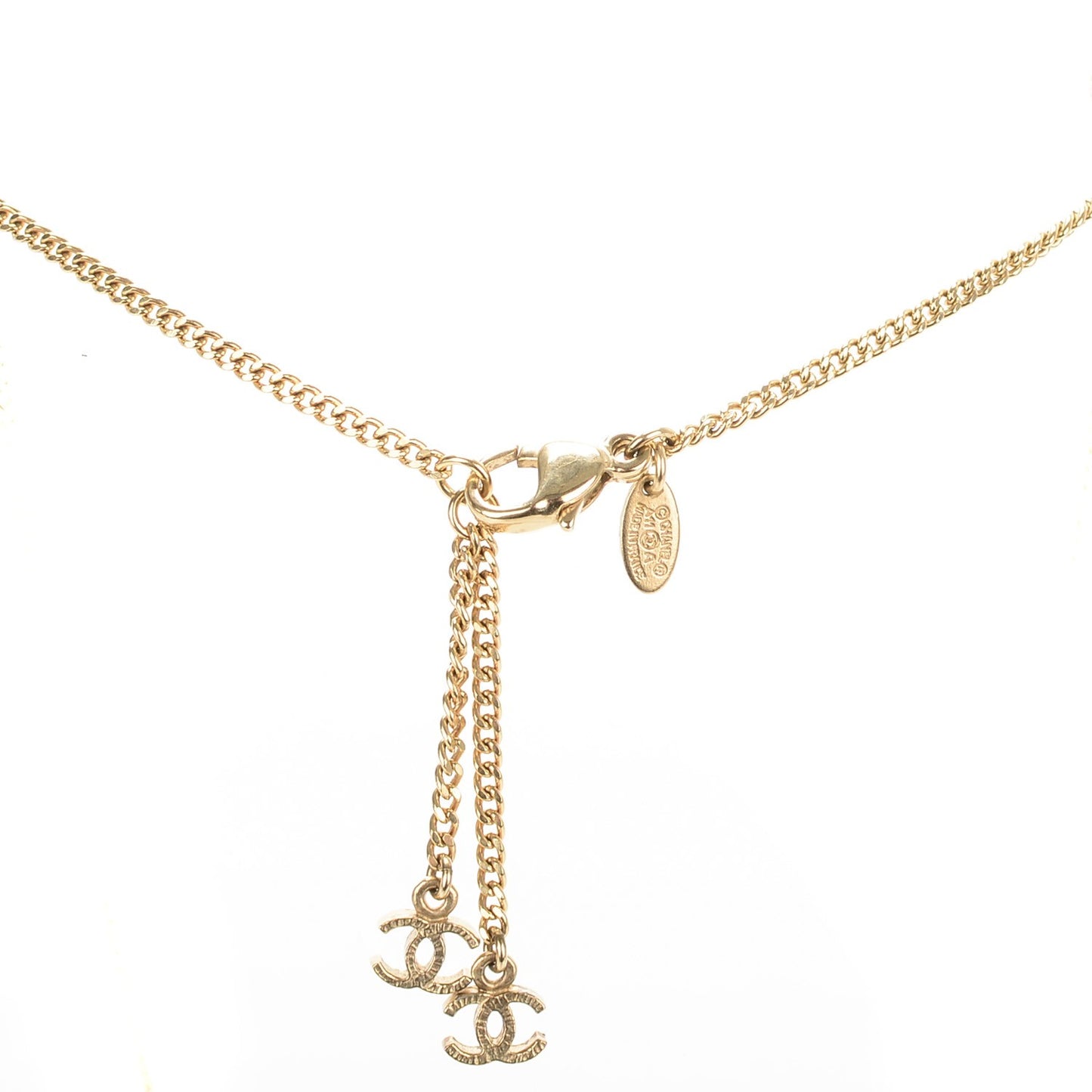 Enamel Crystal Star CC Necklace Black Gold