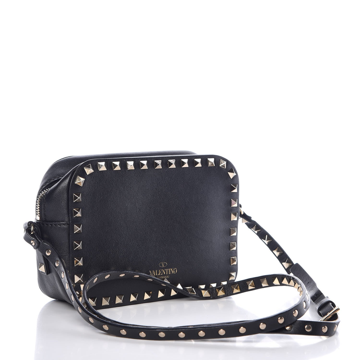 Valentino Garavani Calfskin Rockstud Camera Crossbody Bag Black 3 of 10