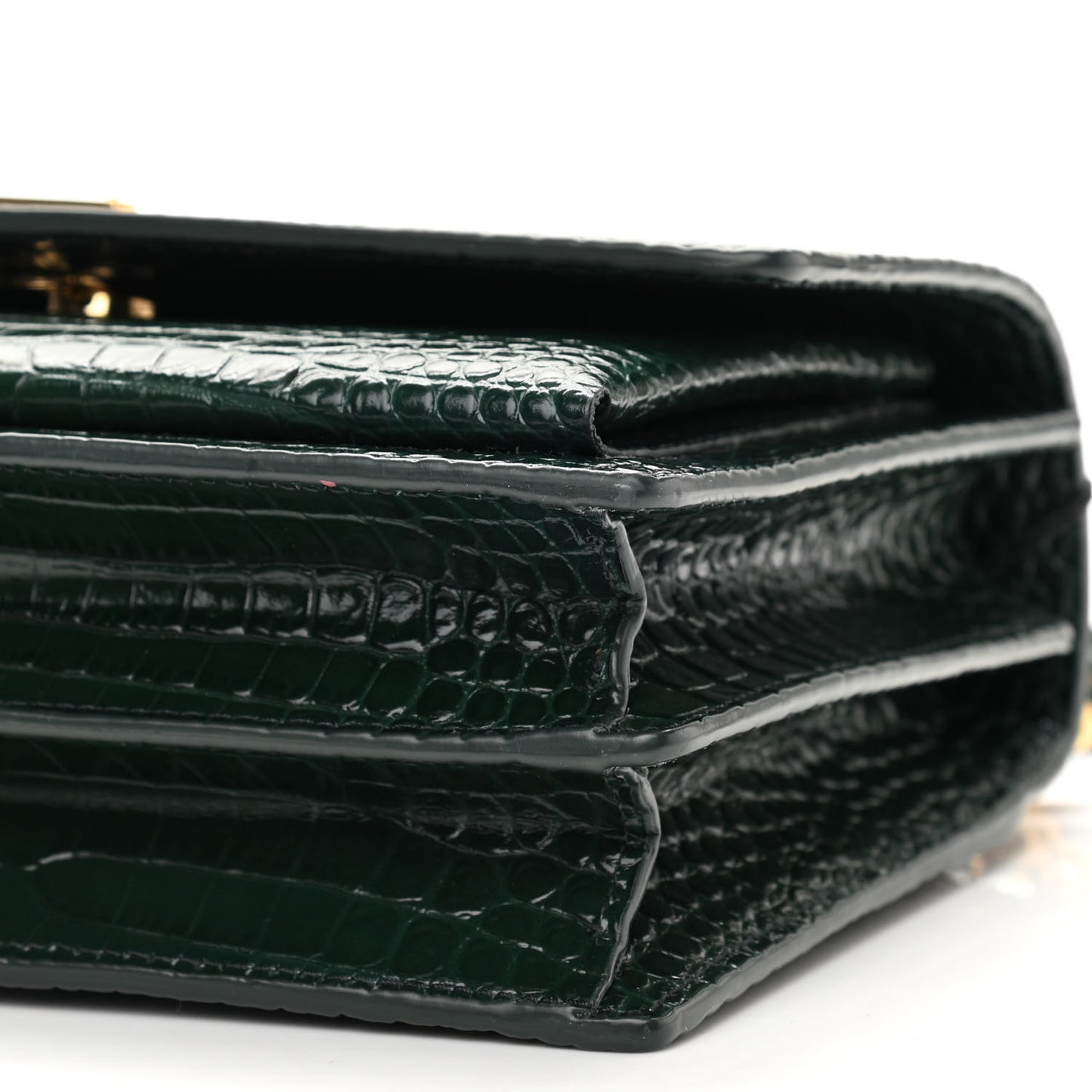 Calfskin Crocodile Embossed Medium Monogram Sunset Dark Mint