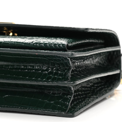 Saint Laurent Calfskin Crocodile Embossed Medium Monogram Sunset Dark Mint 8 of 8